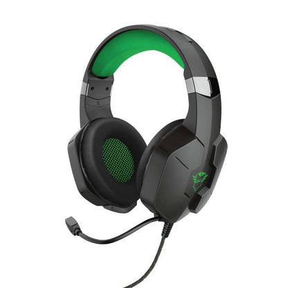 Trust Gaming GXT 323X Carus Auriculares con Microfono - Microfono Flexible - Diadema Ajustable - Amplias Almohadillas - Altavoces de 50mm - Cable Trenzado de 1m - Color Negro/Verde 1 pieza(s)