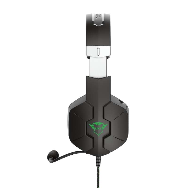 Trust Gaming GXT 323X Carus Auriculares con Microfono - Microfono Flexible - Diadema Ajustable - Amplias Almohadillas - Altavoces de 50mm - Cable Trenzado de 1m - Color Negro/Verde 1 pieza(s)