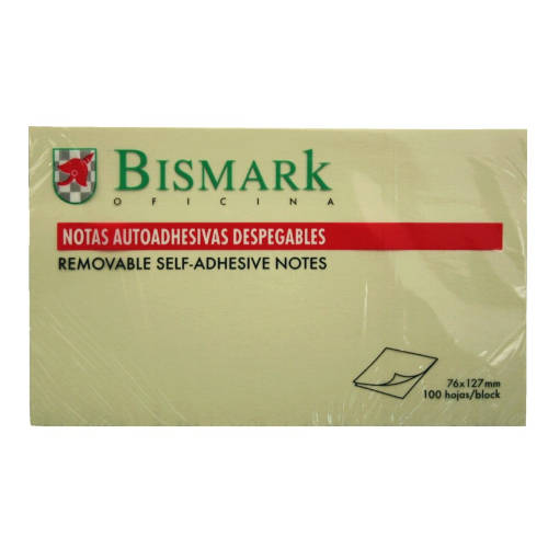 Bismark - TACO NOTAS ADHESIVAS AMARILLAS 76X127 MM. 100 HOJAS BISMARK 921009