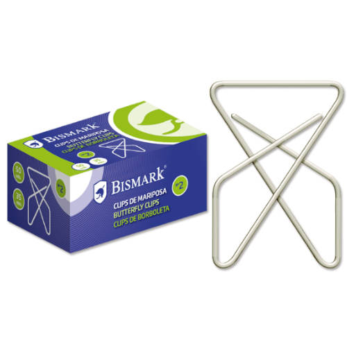 Bismark - CAJA 50 CLIPS NIQUELADOS DE MARIPOSA Nº 10 BISMARK 321358