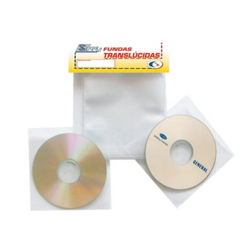 3L - PACK DE 100 FUNDAS CD-DVD PP TRANSPARENTE NO ADHESIVAS CON SOLAPA 3L 10297