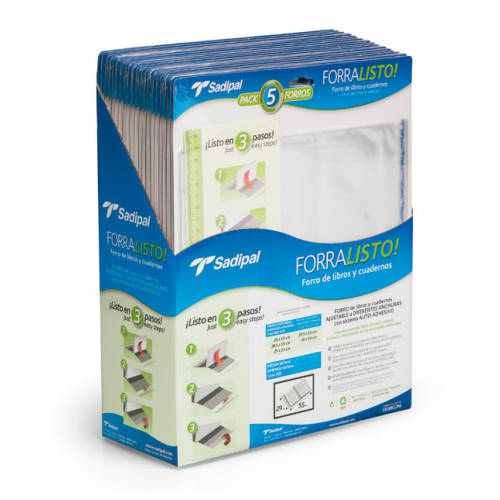 Sadipal - BLISTER 5 FUNDAS DE FORRO CON 2 SOLAPAS AJUSTABLES 28 CM SADIPAL 02207