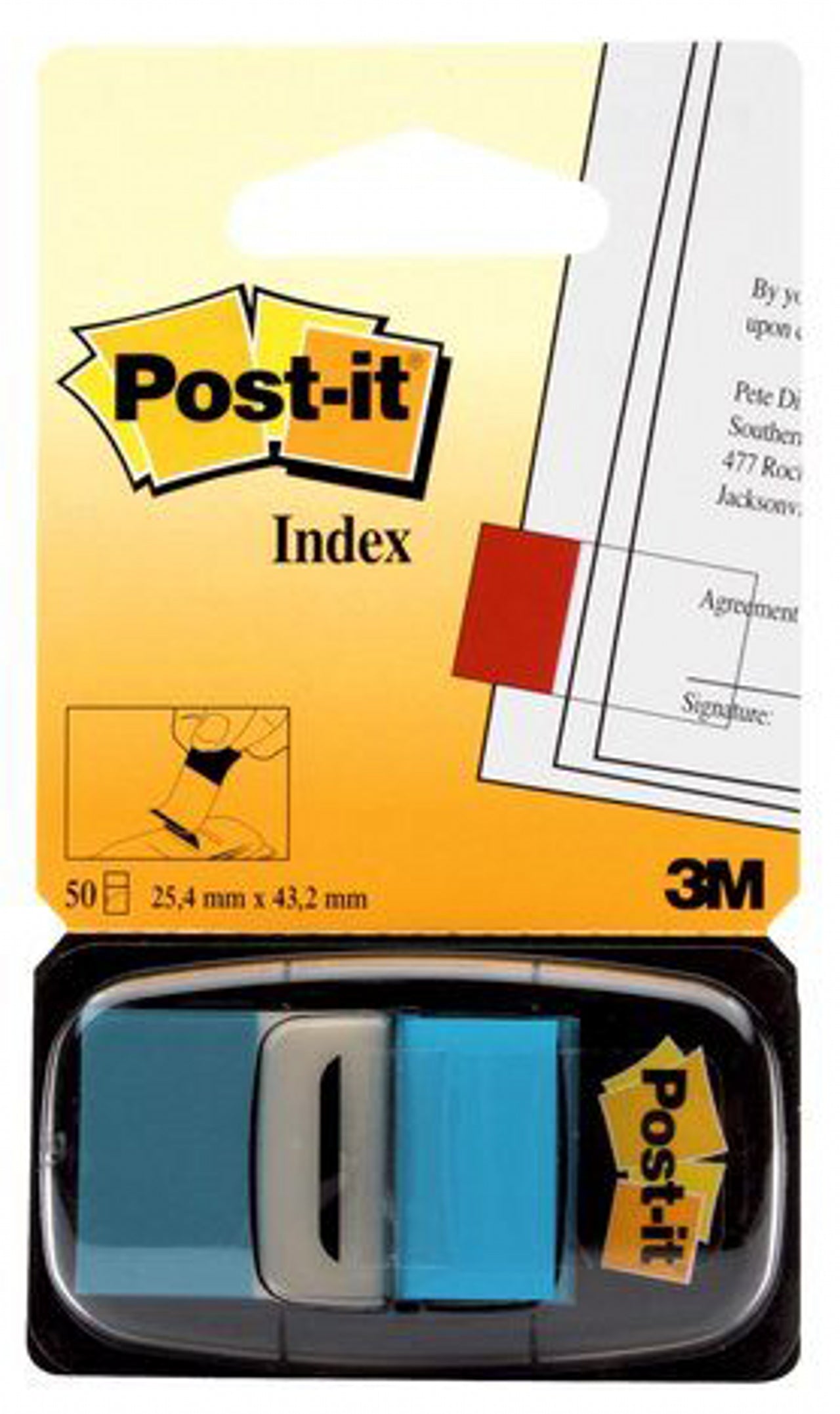 Post-It - PACK 12 DISPENSADORES DE 50 UNIDADES INDEX AZUL BRILLO (25.4X43.1) POST-IT 3M68023