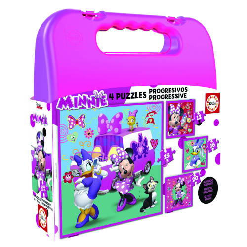 Educa - MALETA PUZZLES PROGRESIVOS MINNIE HAPPY HELPERS 12-16-20-25 DE 3-5 AÑOS EDUCA BORRAS 17638