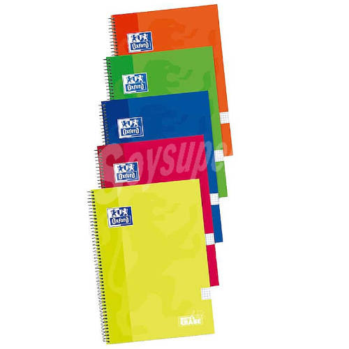 Oxford - CUADERNO TAPA EXTRADURA FOLIO 80 HOJAS 4X4 COLORES SURTIDOS OXFORD 400122760 Pack 5 Unid