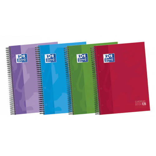 Oxford - CUADERNO EUROPEANBOOK 4 TAPA EXTRADURA A4+ 120 HOJAS 5X5 COLORES SURTIDOS CON SEPARADORES-50% HOJAS GRATIS OXFORD 400027275 Pack 5 Unid