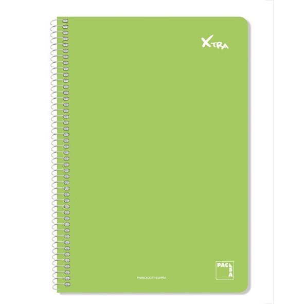 Pacsa - CUADERNO SERIE XTRA 60GR.TAPA CONTRACOLADA FOLIO (215X310MM.) 80 HOJAS CUADRÍCULA 4X4 COLOR VERDE OSCURO PACSA 16078