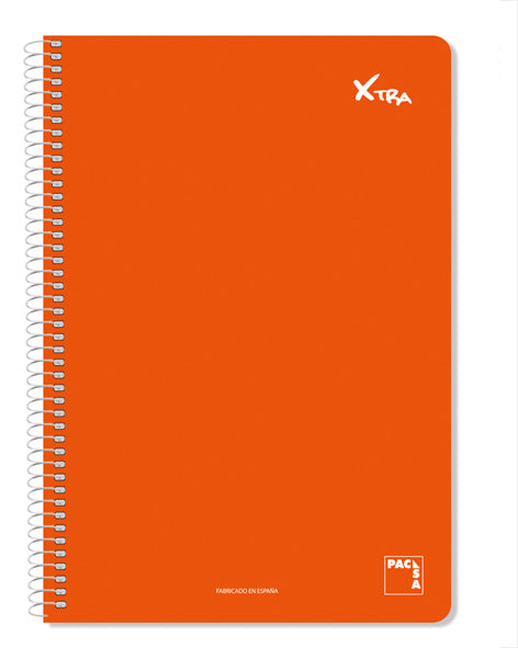 Pacsa - CUADERNO SERIE XTRA 60GR.TAPA CONTRACOLADA FOLIO (215X310MM.) 80 HOJAS CUADRÍCULA 4X4 COLOR ROJO PACSA - Pack de 5 Unidades -16729