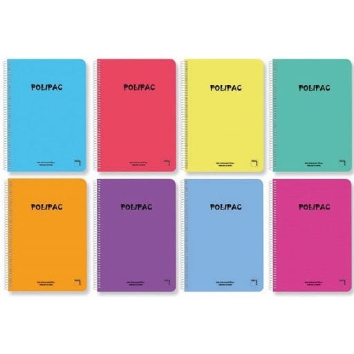 Pacsa - CUADERNO SERIE POLIPAC TAPA POLIPROPILENO FOLIO (215X310MM.) 80 HOJAS CUADRÍCULA 4X4 8 COLORES SURTIDOS PACSA 16952