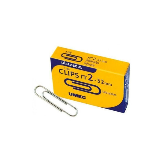 UMEC - CAJA 100 CLIP PLATEADO 32MM U200700 UMEC