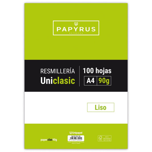 Papyrus - RECAMBIO PAQUETE 100 HOJAS A4 UNICLASIC 90 GR. LISO SIN MARGEN PAPYRUS 53390100