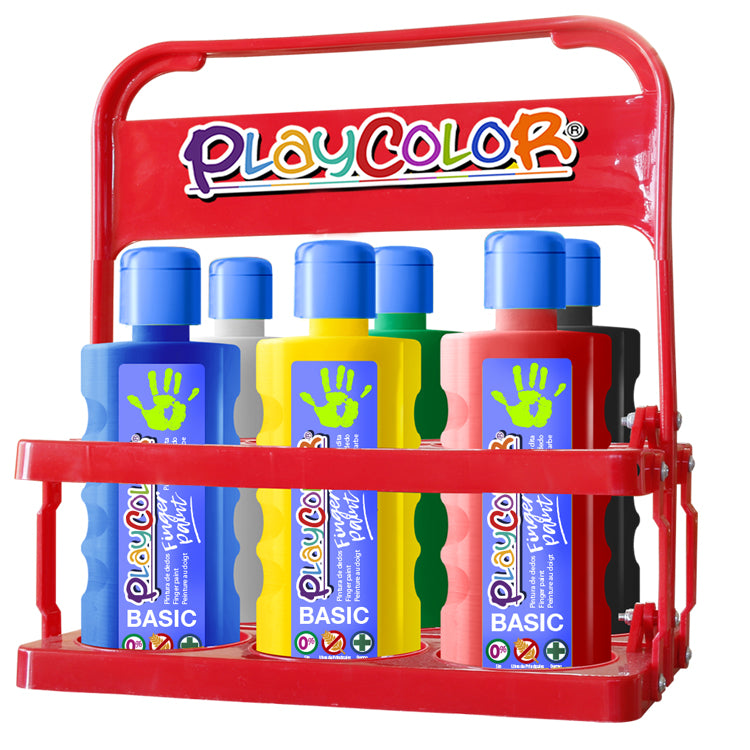 Playcolor - FINGER PAINT BASIC PARA 6 BOTELLAS 500ML. BASKET 6 COLORES PLAYCOLOR 17791