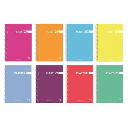 Pacsa - CUADERNO PLASTIPAC 90 GRS. TAPA POLIPROPILENO A-5 MICROPERFORADO 100 HOJAS CUADRÍCULA 5X5 + GRECA SURTIDO PACSA 16685