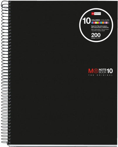 Miquelrius - CUADERNO ESPIRAL NB-10 A4 200 HOJAS 5X5MM POLIPROPILENO NEGRO MIQUELRIUS 47009 Pack 5 Unid