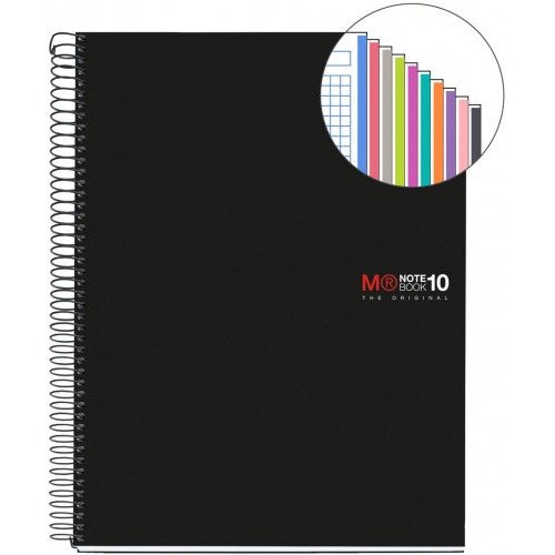 Miquelrius - CUADERNO ESPIRAL NB-18 A5 200 HOJAS 5X5MM POLIPROPILENO NEGRO MIQUELRIUS 47044