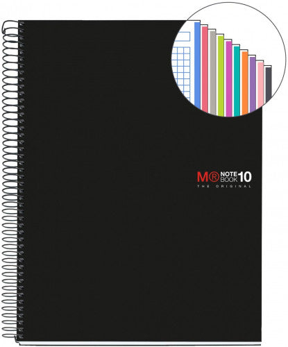 Miquelrius - CUADERNO ESPIRAL NB-18 A5 200 HOJAS 5X5MM POLIPROPILENO NEGRO MIQUELRIUS 47044 Pack 5 Unid