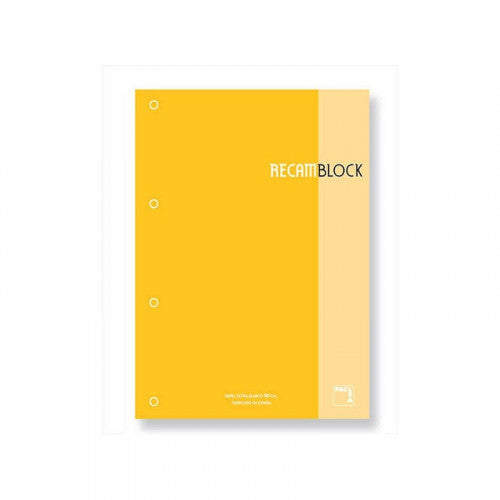 Pacsa - RECAMBIO XBLOCK DIN A4 TAPA CARTÓN 4 TALADROS 80 HOJAS PAPEL 90GRS. CUADRICULA 5X5 + GRECA COLOR AMARILLO PACSA 21162