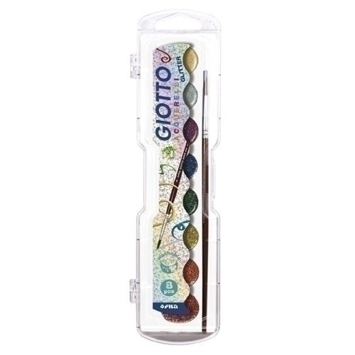 Giotto - ACUARELAS GIOTTO GLITTER 30 mm ESTUCHE 8