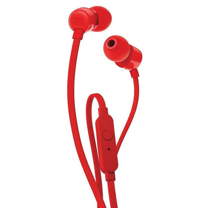 JBL Tune 110 Auriculares con Microfono - Manos Libres - Control en Cable - Cable Plano de 1.11m - Color Rojo 1 pieza(s)