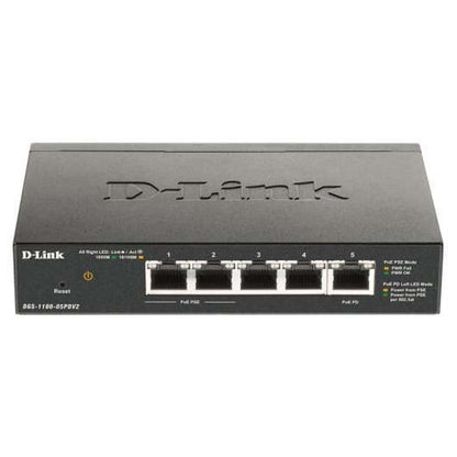 D-Link - DGS-1100-05PDV2 switch Gestionado Gigabit Ethernet (10/100/1000) Energía sobre Ethernet (PoE) Negro