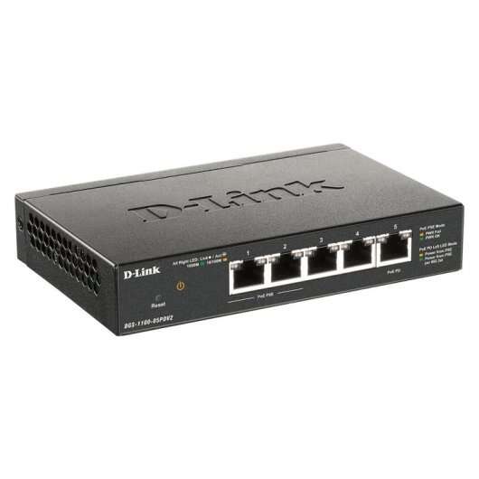 D-Link - DGS-1100-05PDV2 switch Gestionado Gigabit Ethernet (10/100/1000) Energía sobre Ethernet (PoE) Negro