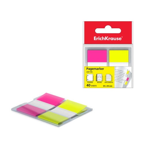 ErichKrause - BLISTER 40 MARCAPAGINAS NEON 25X44MM 2 COLORES AMARILLO/ROSA ERICH KRAUSE 31181