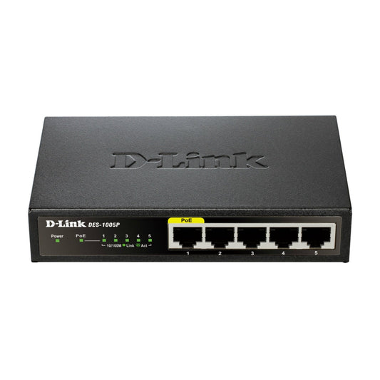 D-Link - DES-1005P No administrado L2 Fast Ethernet (10/100) Energía sobre Ethernet (PoE) Negro