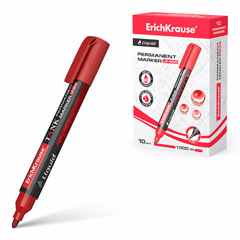 ErichKrause - MARCADOR PERMANENTE CON TINTA LÍQUIDA LP-600 TINTA COLOR ROJO ERICH KRAUSE 48771