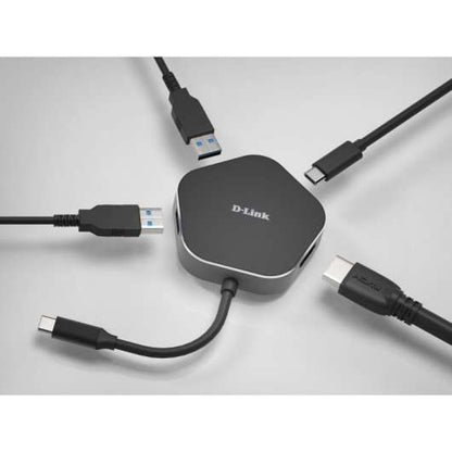 D-Link - DUB-M420 base para portátil y replicador de puertos Alámbrico Thunderbolt 3 Negro  Plata