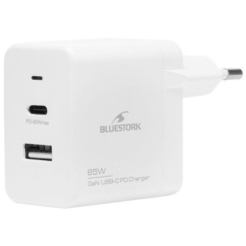 Bluestork - BLUESTORK CARGADOR ULTRACOMPACTO USB-C 65W TECNOLOGIA GAN BLANCO