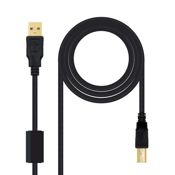 Nanocable Cable de Impresora con Ferrita USB-B 2.0 Macho a USB-A Macho 5m 1 pieza(s)