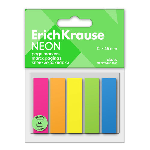 ErichKrause - BLISTER 125 MARCAPAGINAS NEON 12X45MM 5 COLORES ERICH KRAUSE 61558