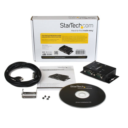 StarTech.com - Concentrador Hub Industrial de 2 Puertos Serie Serial RS232 a USB Montaje Riel DIN Pared