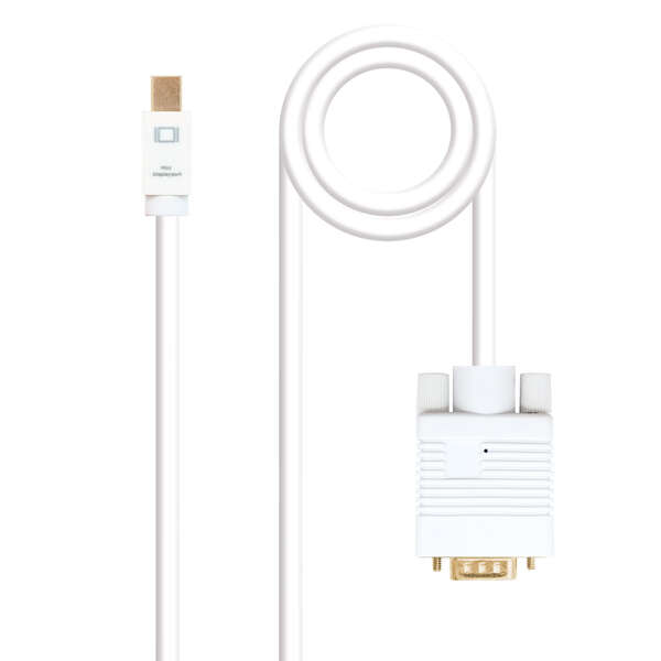 Nanocable - Cable conversor Mini DP a VGA  Mini DP/M - VGA/M  Blanco  2.0 M