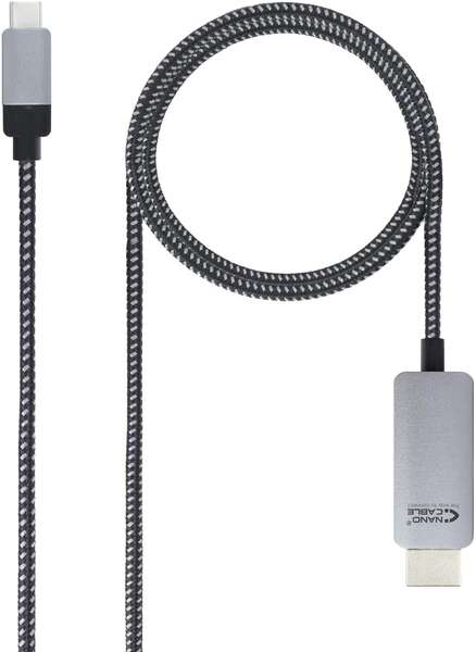 Nanocable - 10.15.5102 adaptador de cable de vídeo 1 8 m USB Tipo C HDMI Aluminio  Negro