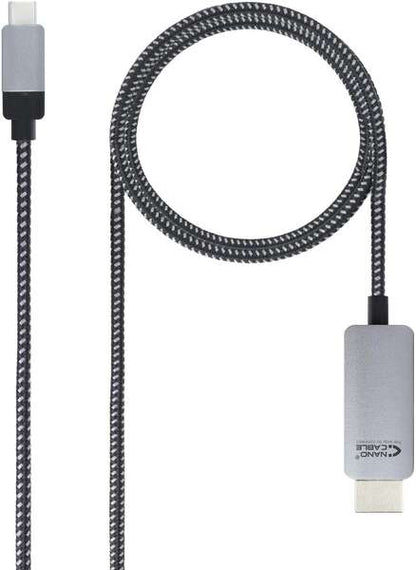 Nanocable - 10.15.5102 adaptador de cable de vídeo 1 8 m USB Tipo C HDMI Aluminio  Negro