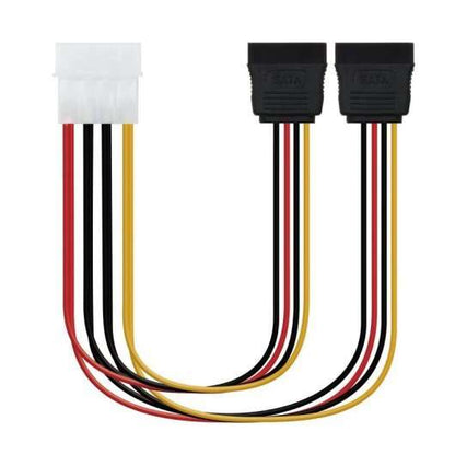 Nanocable Cable SATA Alimentacion 5.25" Molex 4pin Macho a 2x SATA Hembra 0.20m OEM 1 pieza(s)