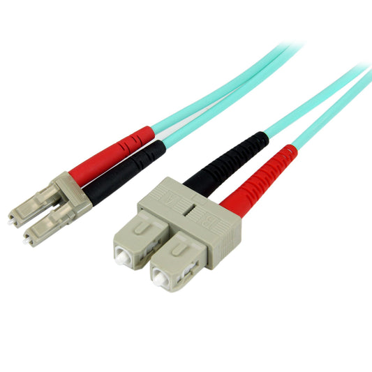 StarTech.com - Cable de 2m de Fibra Óptica Multimodo OM3 LC a SC UPC - Full Duplex 50/125µm - para Redes de 100G - LOMMF/VCSEL - Pérdida Baja al Insertar <0.3dB - Cable LSZH