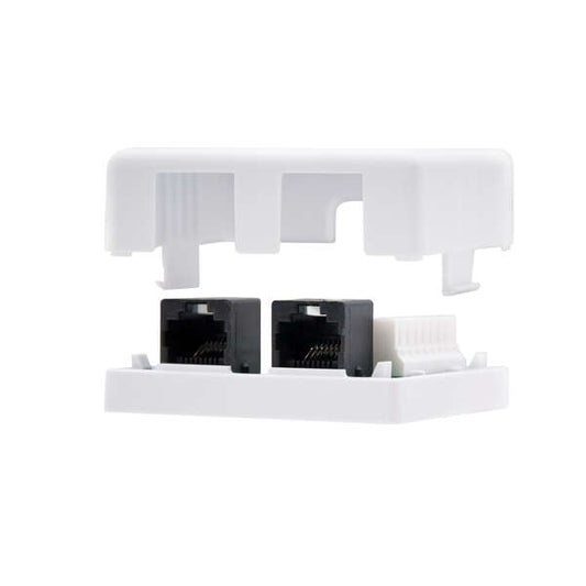 Nanocable - ROSETA DE SUPERFICIE PARA RJ45 CAT.5E 2 TOMAS  BLANCO