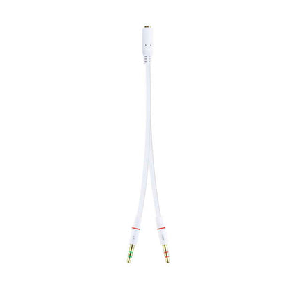 Nanocable - Cable Adaptador Audio Jack 3.5/H de 4 Pines a 2 Jack 3.5/M de 3 Pines  Blanco  20 Cm