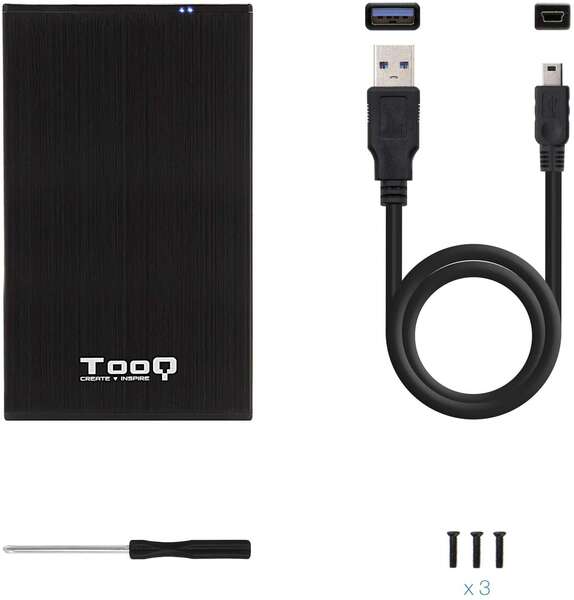 TooQ - TQE-2522B caja para disco duro externo Caja de disco duro (HDD) Negro 2.5"