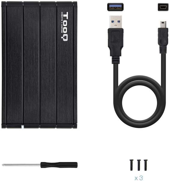 TooQ - CAJA HDD 2.5" SATA A USB 2.0/USB 3.0 NEGRA