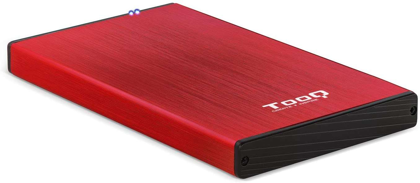 TooQ - TQE-2527R caja para disco duro externo 2.5" Caja de disco duro (HDD) Negro  Rojo