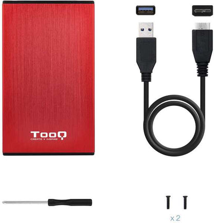 TooQ - TQE-2527R caja para disco duro externo 2.5" Caja de disco duro (HDD) Negro  Rojo