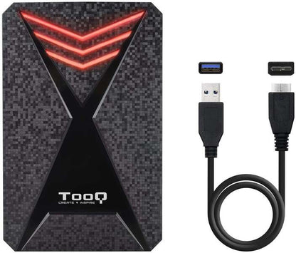 TooQ - TQE-2550RGB caja para disco duro externo Carcasa de disco duro/SSD Negro 2.5"