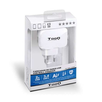 Tooq Cargador de Pared 2x USB 2.0 - Tecnologia AI - Color Blanco 1 pieza(s)