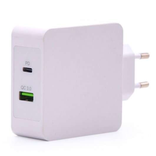 TooQ - Cargador de Pared doble puerto USB-C PD + USB A QC3.0  48W