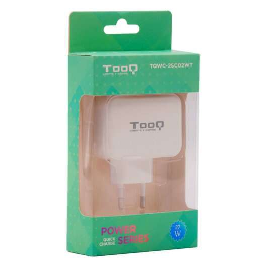 TooQ - Cargador de Pared doble puerto USB-C + USB A  27W