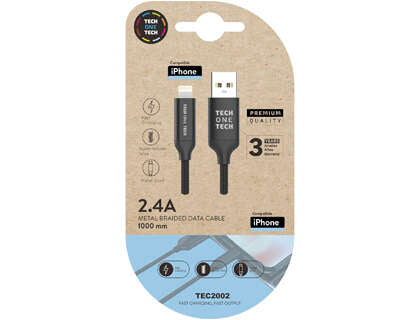 TECH ONE TECH - TEC2002 cable de conector Lightning 1 m Negro