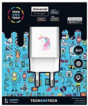 TechOneTech Unicornio Dream Cargador Doble de Pared USB-A - Alto Rendimiento 1 pieza(s)